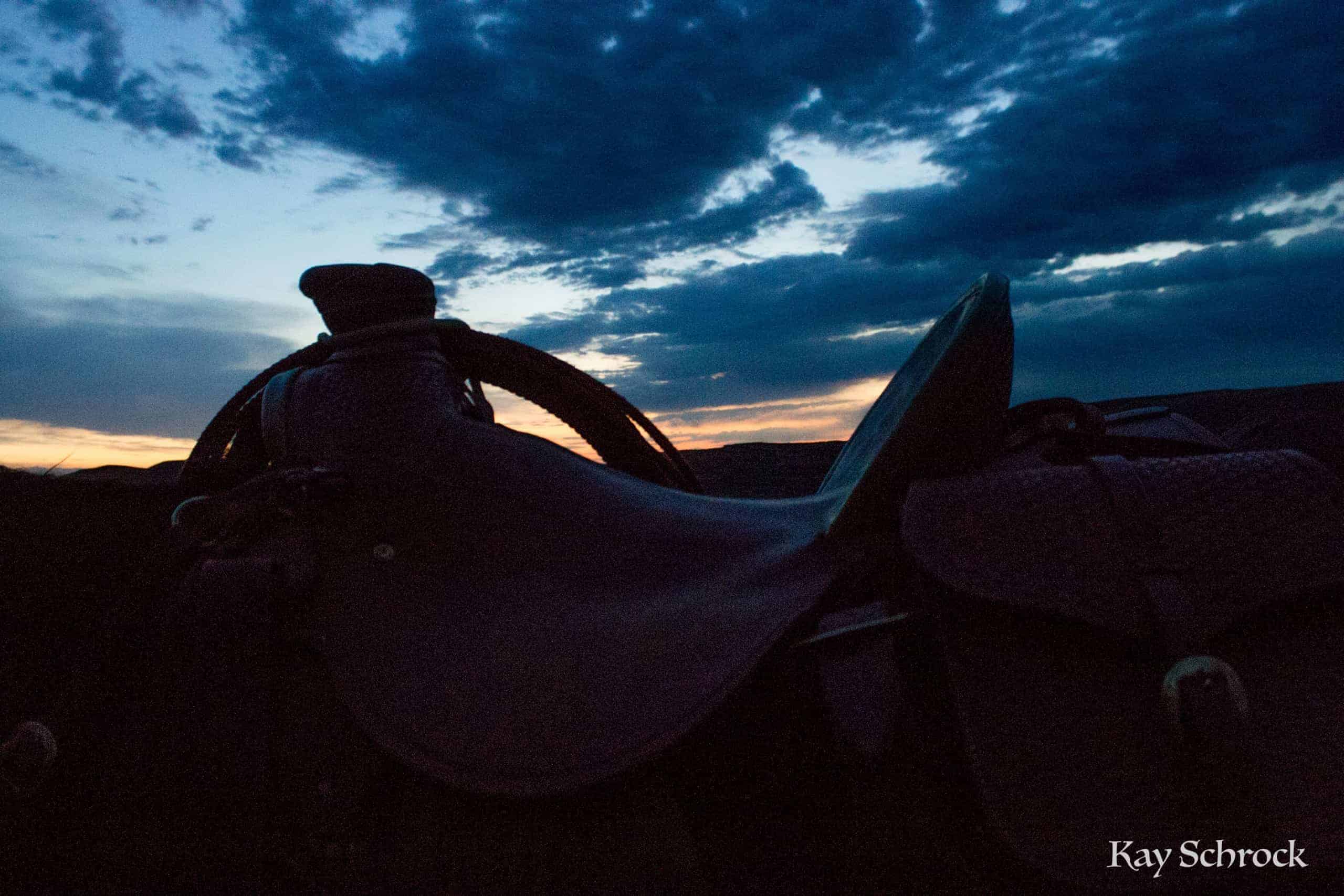 sunrise behind a saddle