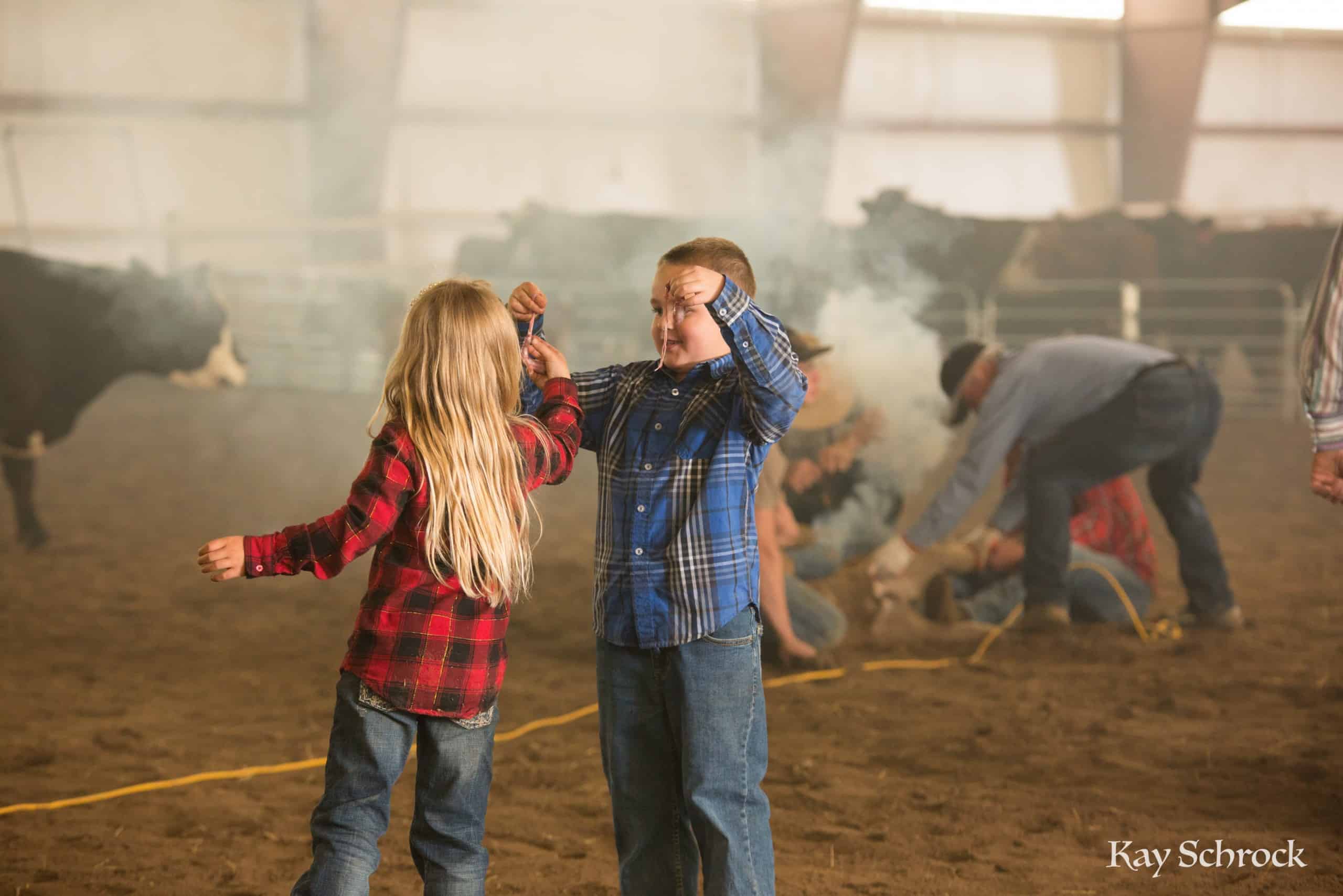 Esh Branding in Colorado - ranch kids holding Rocky Mountain Oysters