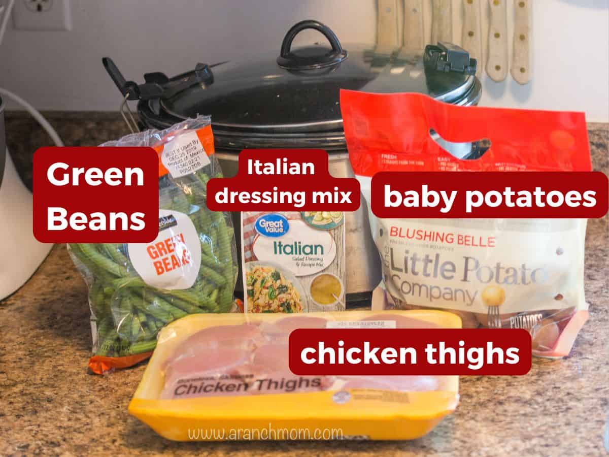 ingredient list for crockpot chicken meal.
