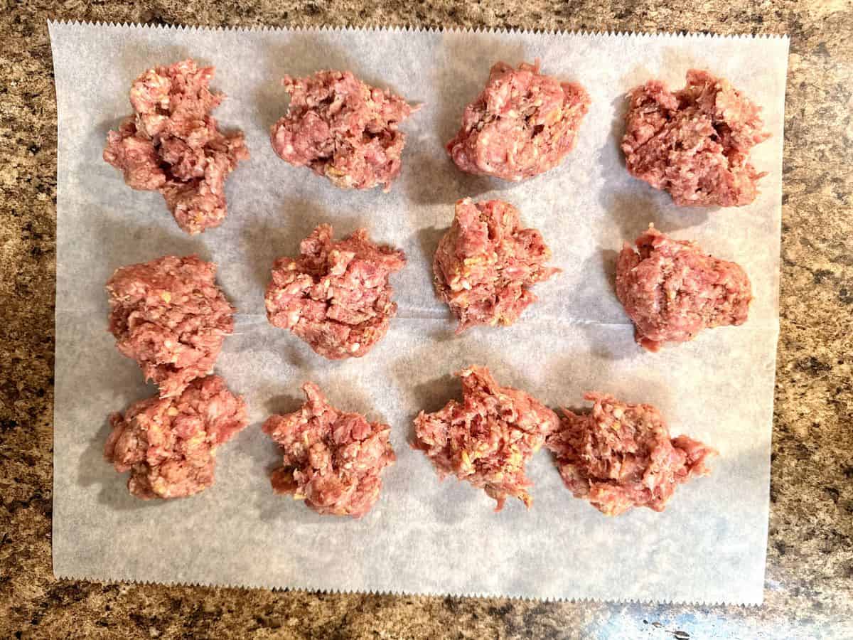 beef mixture divided in 12 portions.