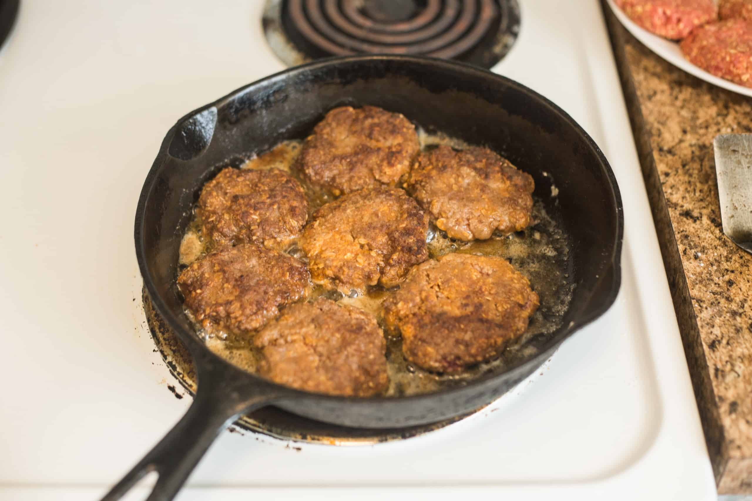 brown meat patties