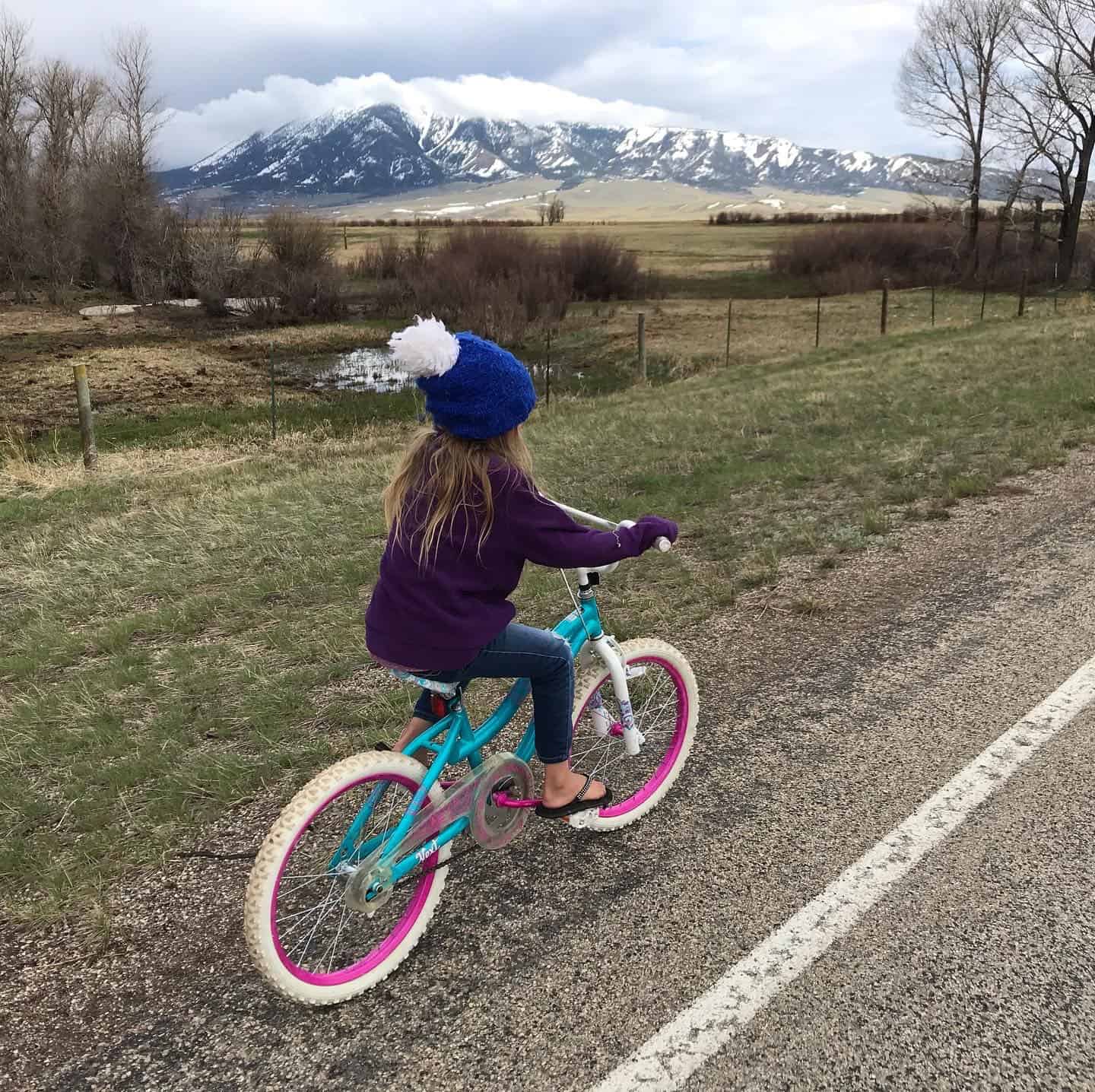 Small girl riding a bike