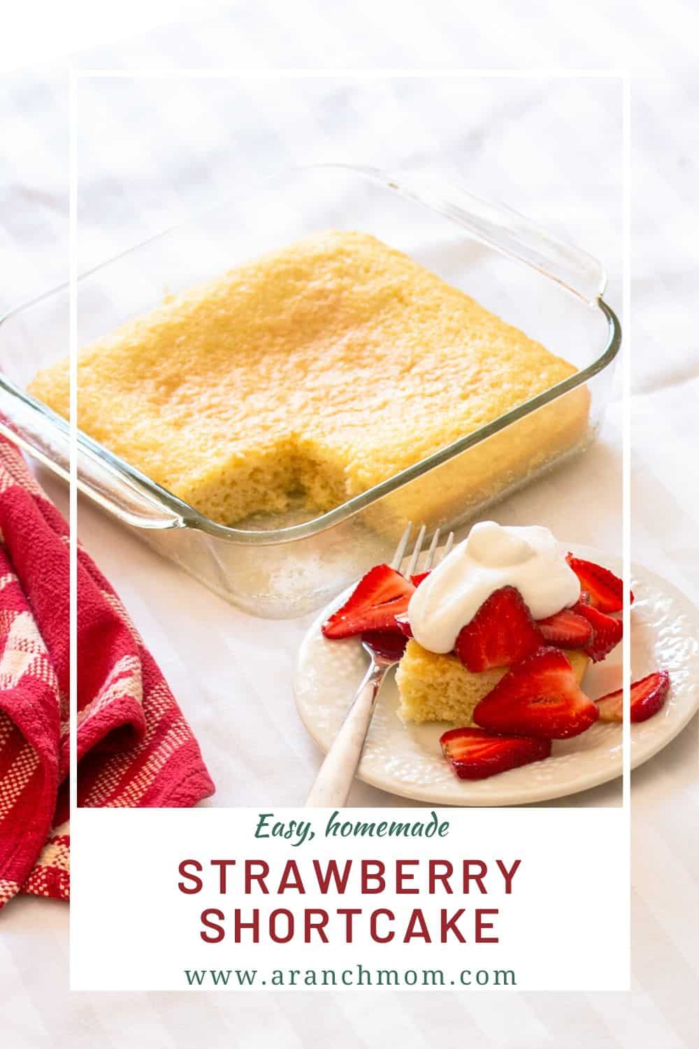 pinterest image - pound cake with strawberries and whipped cream