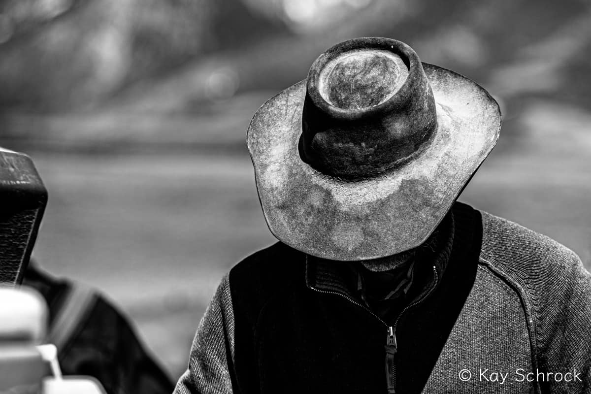 cowboy hat in black and white