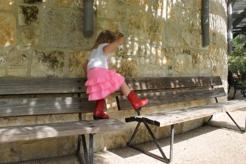 little girl potty training outside