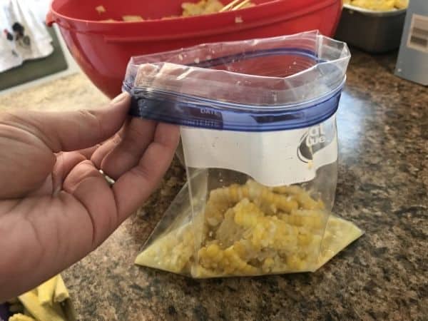 flip top of ziplock bag over before filling
