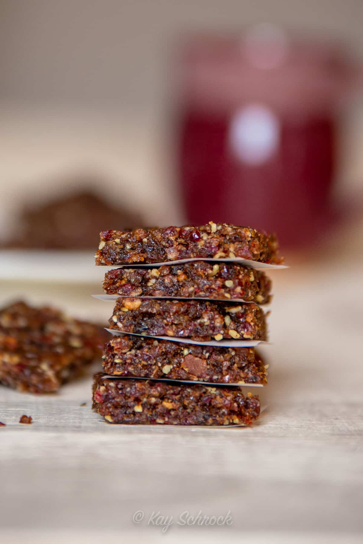 stack of date nut bars on table