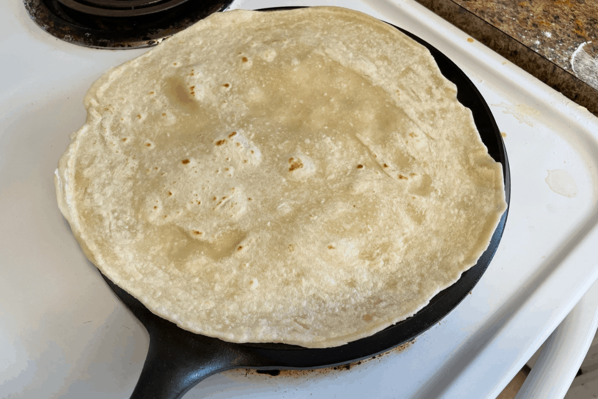 tortilla on griddle