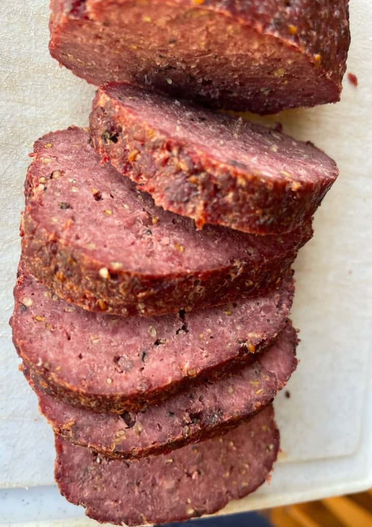 Venison Summer Sausage Recipe in the oven A Ranch Mom