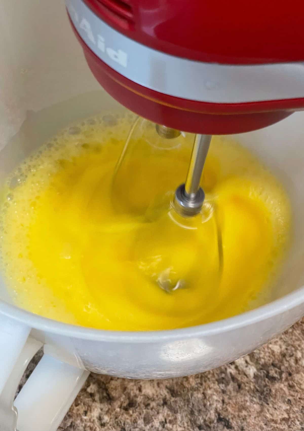 beaten eggs in a bowl