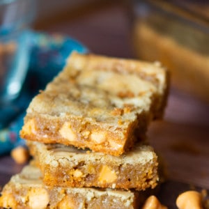 butterscotch squares stacked on counter