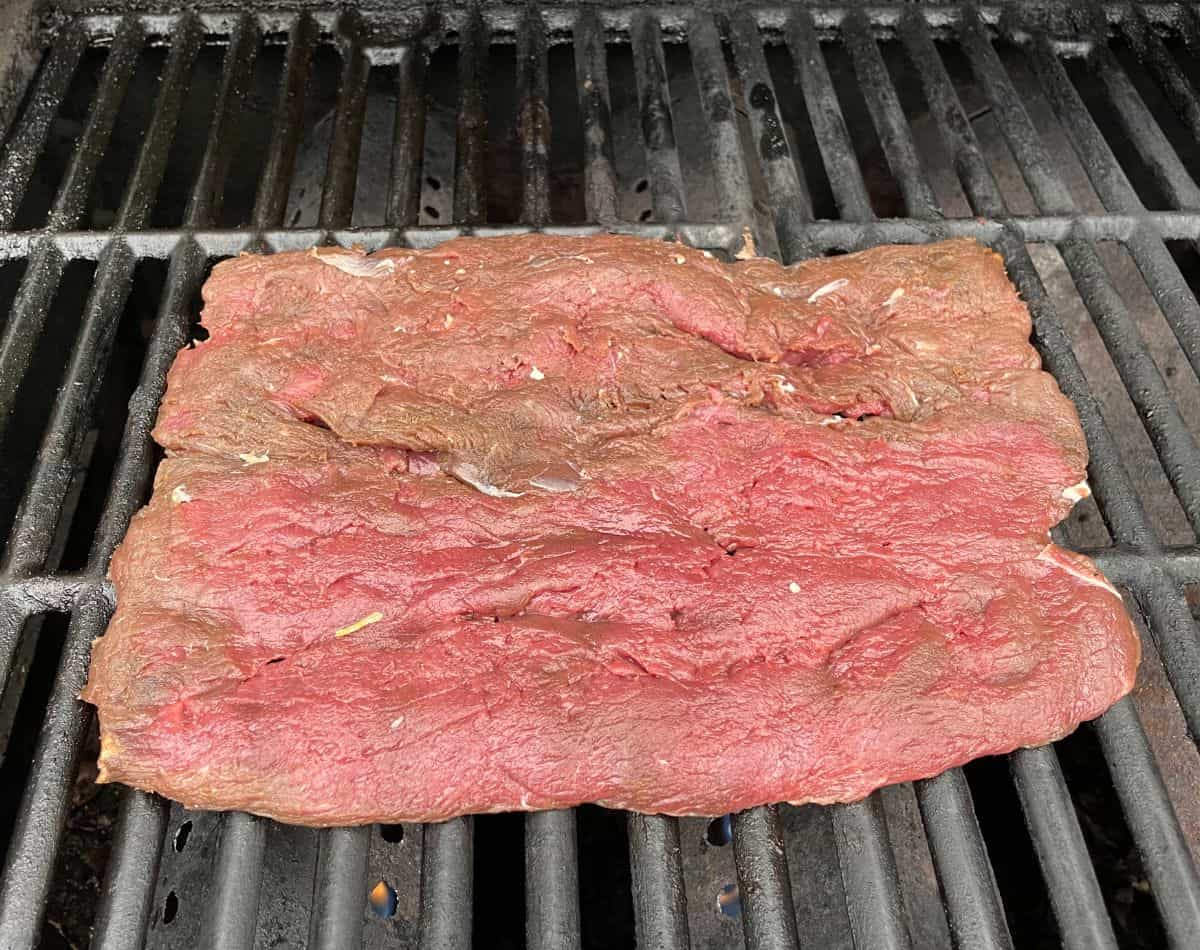 flat elk loin on grill