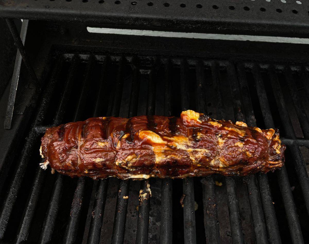 Grilled elk loin brushed with bbq sauce