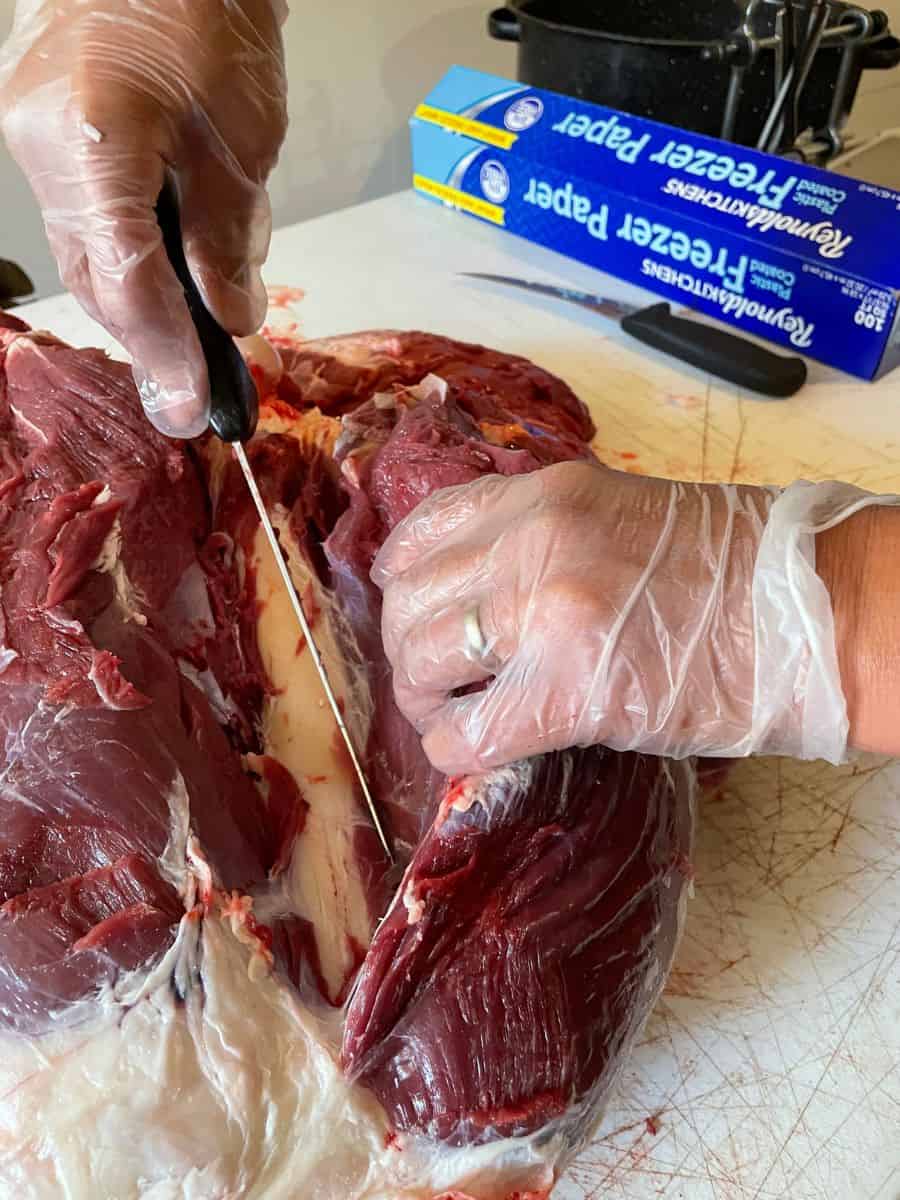 deboning elk meat
