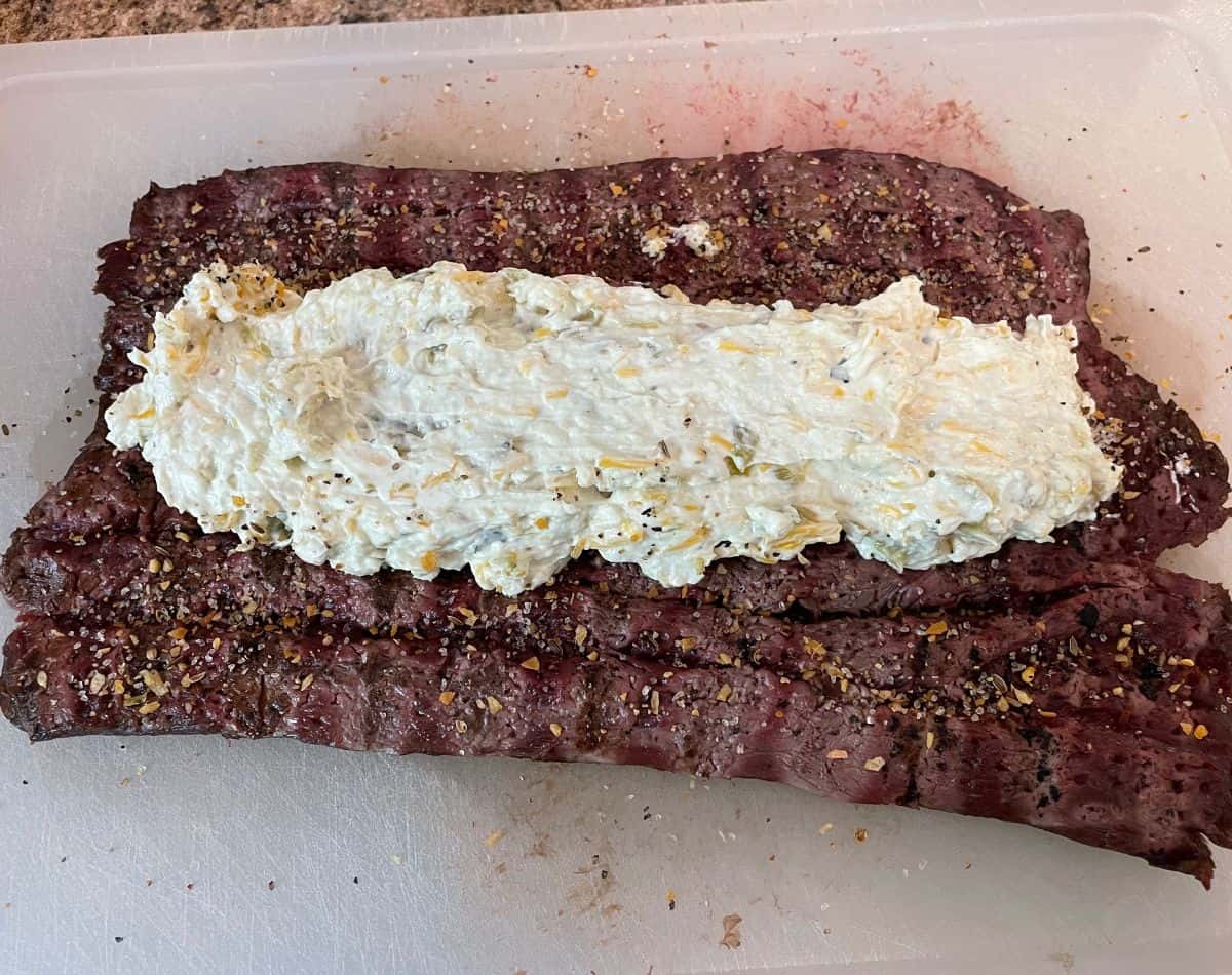 cream cheese filling on venison backstrap