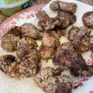 Fried Deer Tenderloin on plate