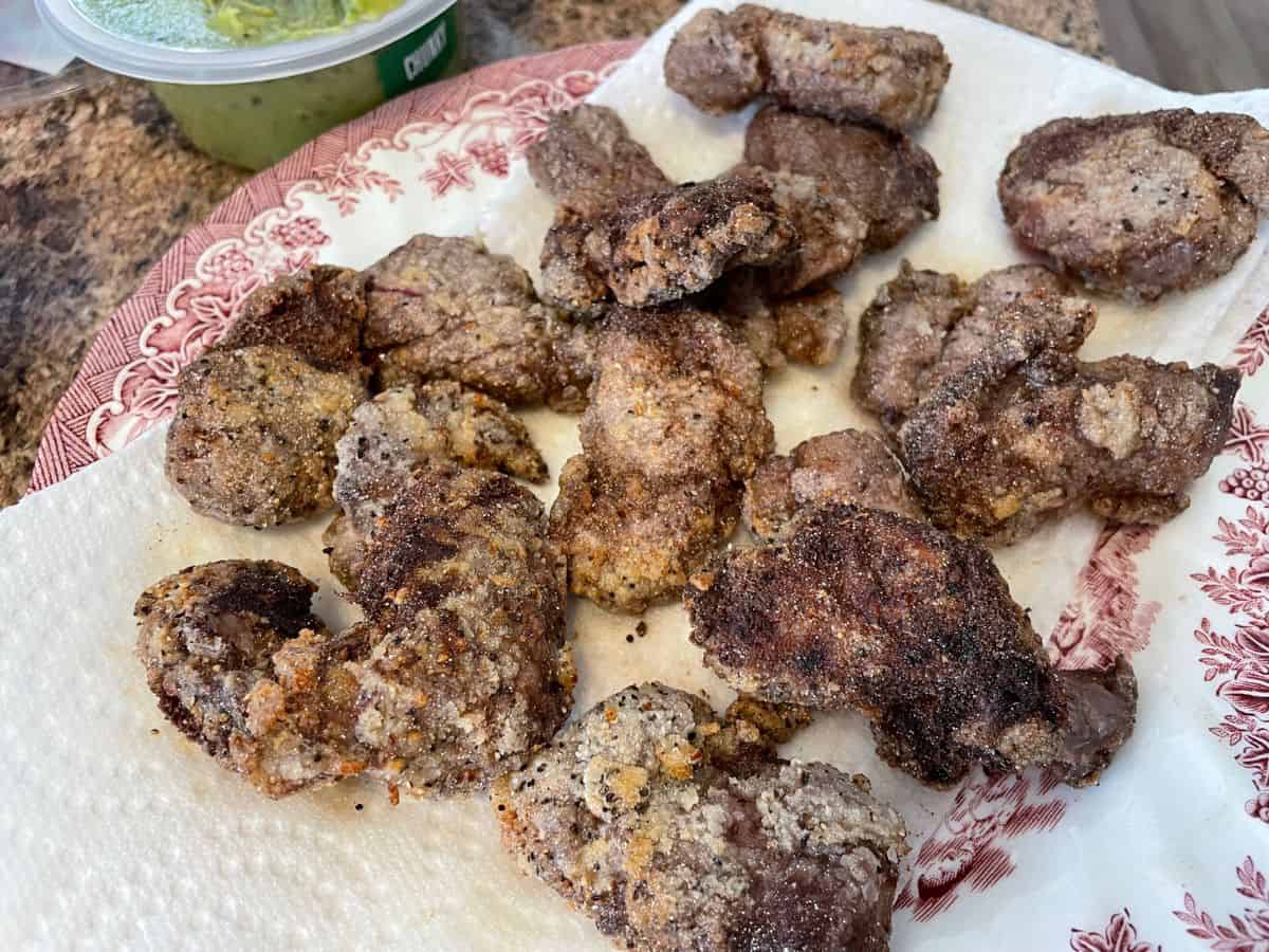 Fried Deer Tenderloin on plate