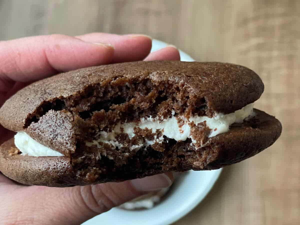 whoopie pie with bite out of it